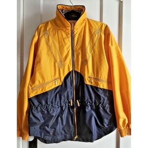 Vtg  Sportalm Women Sz 38 metallic embroidery full zip jacket mock‎ Austria made